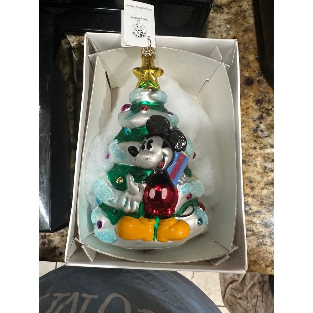 Christopher Radko Mickey and Minnie Mouse reversible ornament 1997 glass